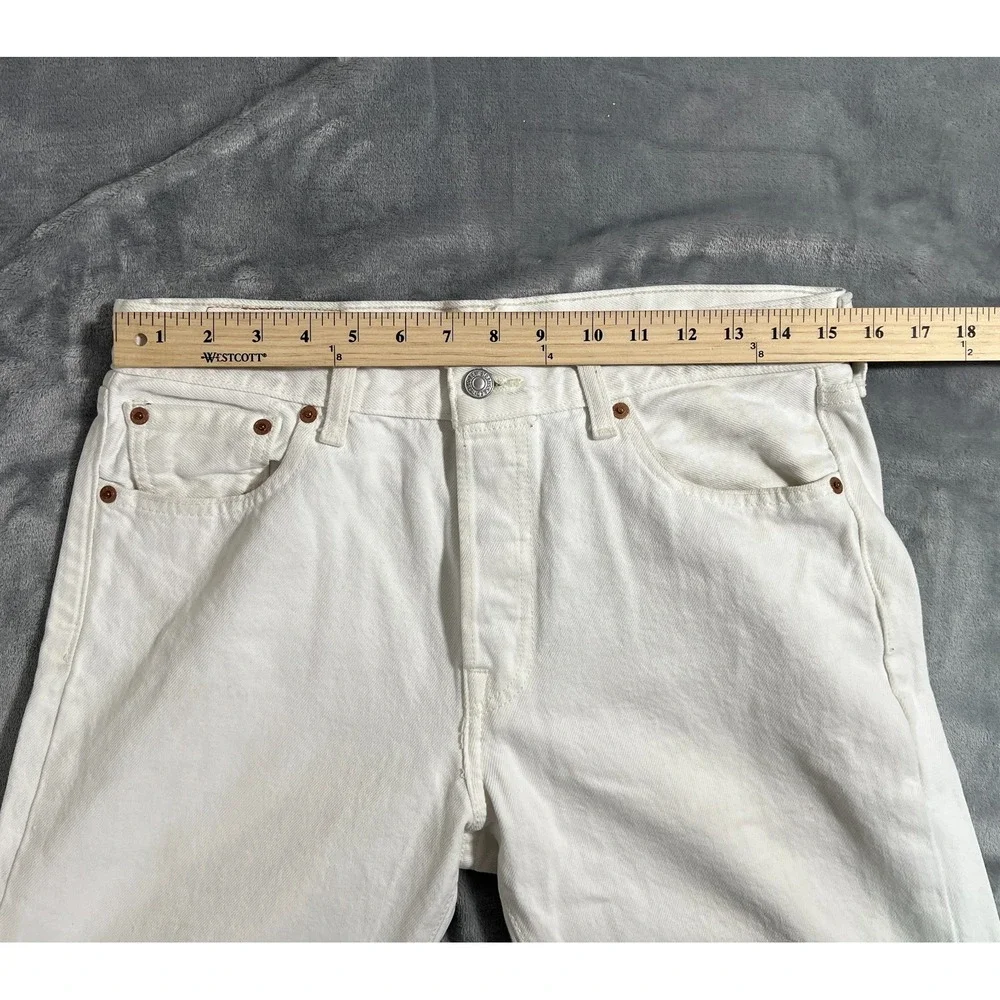 Levis 501 White Jeans Mens 30x32 Straight Original Fit Denim Button Fly